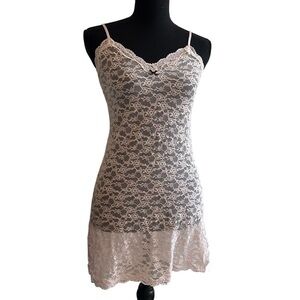 Victoria’s Secret Sheer Lace Chemise Babydoll Pink Lolita Kawaii Bow Size Small